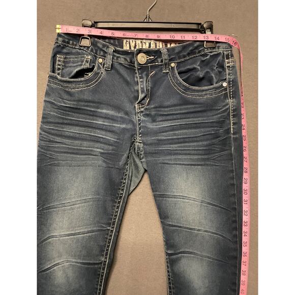 JUNIOR HYDRAULIC BAILEY SUPER SKINNY DARK BLUE JEANS 11/12 EMBELLISHED - Picture 4 of 8